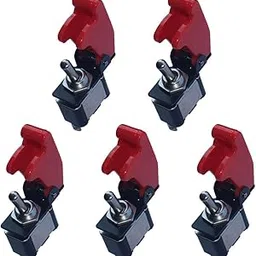 E Support 12V 20A Red Cover Rocker Toggle Switch SPST ON/OFF Car Truck Boat 2Pin Pack of 5-picture-64