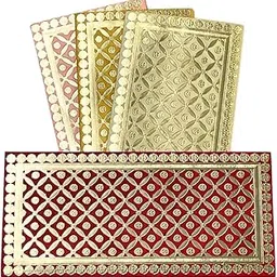 Vanya Creations Pack of 40, Rectangle Shape Metallic Paper Shagun Envelopes for Gifting Cash Sagan Lifafa Wedding Occasion Money Cover, 19 X 9 cm, Multicolored 4 Colors of 10 Each, Royal Mosaic Design image 1