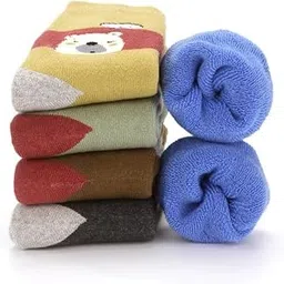 Kids Warm Woolen Socks for Kids Winter socks Ankle length for Kids Baby boys And Baby girls Thick Terry Toddler Socks For kids Pack of 5-image-12