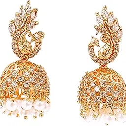 jyona Charming Rose Gold Plated CZ/AD Jhumka Earrings for Women & Girls(BR82)-picture-10