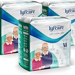 Lyfcare Adult Diapers Medium Size (M) - 30 Units (Pack of 3) | Unisex Diapers Pants Style | Waist (60-85 cm) | Wetness Indicator, Super Absorb, 360° Protection & 0% Leakage | For Men & Women_Regular-image-55