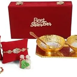 INTERNATIONAL GIFT German Gold Round Bowl Spoon Tray Or Carry Bag with Best Sister Customized Box with Luxury Velvet Box Packing Used for Dry Fruit, Sweets, Snacks and Return Gifts-image-32