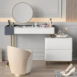 NG Decor 39.4" Minimalist White Makeup Vanity with 2 Drawers (Mirror & Stool Not Included)-image-31