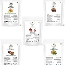 Rama Veda Organic Hair Care Combo Pack with Amla, Reetha, Shikakai, Bhringraj and Hibiscus Powder for Natural Hair Growth and Treatment, 100g Each, Pack of 5-image-34