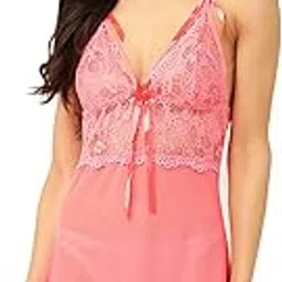 sweet dreams Women's Polyester Above The Knee Casual Nightgown (FF-BD14MT_Water Melon_Free Size)-picture-37