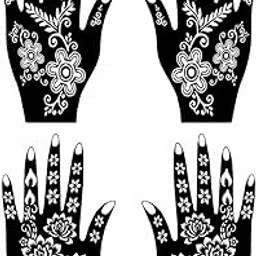 VOORKOMS Henna Art with Mixed Designs Combo Mehndi Stencil Stickers for Hands & Finger Combo of 2-picture-54