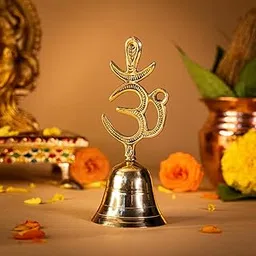 PrettyKrafts 5-inch Brass Om Pooja Hand Bell, 100% Pure Brass Pooja Ghanti for Mandir, Home and Office Temple Prayer, Worship, Traditional Ghanti, Ideal Spiritual Gift (5x2 inch, 200g)-image-85