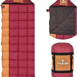 Hacer Kanchanjunga 3in1 Camping Sleeping Bag Open Like Comforter & Mattress -10 Degree Winter Nylon Lining Hiking Trekking for Adults Baby, Men & Women (7.2ft, Maroon & Yellow, -10°C to 0°C, 2.5 kg)-image-61