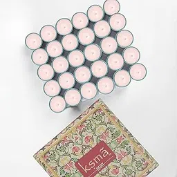 Ksma Tealight Candle |Rainwood Forest Scented| Set of 30| Perfect for Diwali| Valentine Day Decor| Room Decor| Romantic Couples Candles Pink & Teal-picture-10