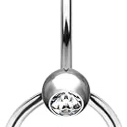 toolsside VCH Piercing Jewelry with Removable Ring Stainless Steel Belly Button Ring Navel Piercing Jewelry Belly Rings for Women 14G Belly Button Piercing, 14g, Stainless Steel, stainless steel-picture-30