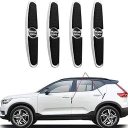 BRAINLE Car Side Door Edge Guards Protector 4pcs Rubber and Steel Chrome Plated Frame (for Hyundai, Black)-picture-33