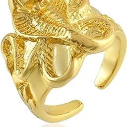 Brass Gold Plated Nagdevta Snake Adjustable Open End Free Size Finger Ring - Animal Jewellery for Men and Women (SST6031ORGS)-image-11