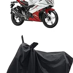 ROMEIZ - Two Wheeler - Scooty - Bike Cover for Yamaha R15 V1 Cover with Water-Resistant and Dust Proof Premium 190T Fabric_Entire Black-picture-30