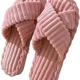 snehmurti Slippers for Women House Bedroom Furry Cross Bands Slide Shoes Anti-Skid Sole Open Toe Slippers Indoor & Outdoor-picture-18