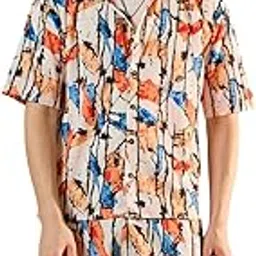 modeve Men's Half Sleeve Regular Fit Cotton Striped Co-ords/Night Suit - Perfect Summer Comfort-picture-36