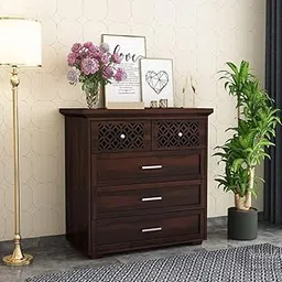 VISHWAKARMA DECOR Solid Wood Sideboard Cabinet for Living Room | Wooden Chest of Drawers for Bedroom | Kitchen Cabinet (Walnut Finish)-picture-49