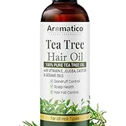 AROMATICO 100% Pure Tea Tree Oil for Hair, enriched with Vitamin E, Jojoba, Castor & Sesame Oils. Treats Dandruff, Improves Scalp Health & Helps Controls Hair Fall. Cold-Pressed, Non-Sticky � 200ml-image-1
