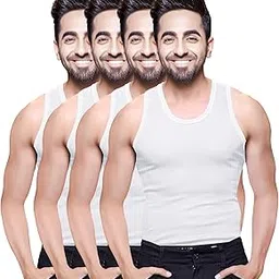 White Vest for Men 100% Cotton Sleeveless Round Neck Vest, Soft Itch-Free Innerwear Baniyan, Regular Fit Undershirt for Boys & Men, Daily Use Comfortable Tank (Pack of 4)-image-6