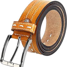leather world Mens Genuine Leather Belt Formal and casual Belt for Men -Tan-picture-14