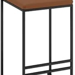 OGFC 64400 Barstool with Brown Cushion and Black Frame, Chair Square High Stools Home Breakfast Chair Dining Table Stool Leisure Bar Stool with Foot Rest - Black-picture-51