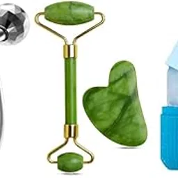 (FREE) Face ice roller,3D Manual Roller Face Body Massager With And Anti Aging 100% Natural Jade Stone Roller Msagger With Gua Sha Tools for Face and Body Massager-image-44