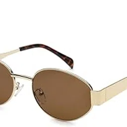 hashtag eyewear HASHTAG Retro Oval Sunglasses for Women | Stylish UV400 Protection Shades | Lightweight Durable Metal Frame | Trendy Vintage Oval Glares for Women | Classic & Elegant Design for All Occasions-picture-16