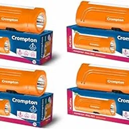 Crompton Power Ray Dual Pro Rechargeable LED Torch Light with Emergency Light Mode and USB-C Charging (Orange, Pack of 4)-image-31
