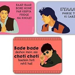 Funny Quirky Quoted SRK Fridge Magnet- Pack of 3 Bollywood Theme Fridge Magnets-picture-20