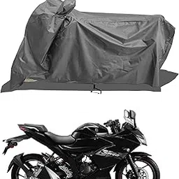ROMEIZ - Two Wheeler - Scooty - Bike Cover for Suzuki Gixxer SF 155 BS6 Cover with Water-Resistant and Dust Proof Premium 190T Fabric_Entire Grey-picture-33