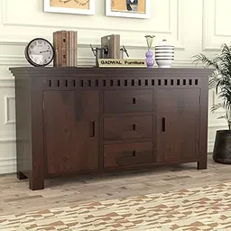 GADWAL FURNITURE Solid Sheesham Wood Wooden Chest of Drawers for Storage Sideboard Cabinet with 3 Drawers and 2 Shelf Storage for Living Room & Bedroom (Adam, Walnut Finish)-picture-20