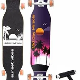 JASPO Voyage 43"x9"Inches Longboard Skateboards -Long Boards for Adults, Teens and Kids. 9 Layer Canadian Maple Deck Concave Skateboard (Mid Day Miracle)-image-27