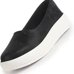fausto Women Soft Upper Platform Slip-On Shoes with Cushioned Insole | White Sole Lightweight Casual Comfort Ballet Flats | Ballerina Shoes Anti Skid Sole-picture-10