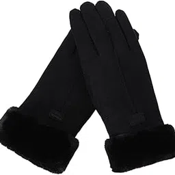 myaddiction Women Gloves Full Finger Mittens Winter Windproof Gloves for Cycling Hiking Black-picture-49