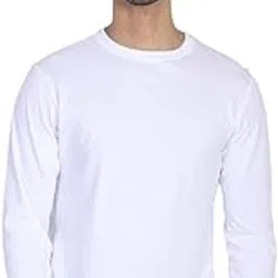 Men's Poly Cotton Full Sleeve T-Shirt, Round Neck, White, Casual Wear-picture-15