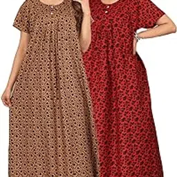 Pure Cotton Nighty for Women's | Nighty Gown | Jaipuri Nightdress | Maxi-image-17