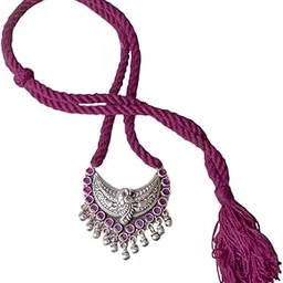 925 Solid Sterling Silver Adya Peacock Motif Ghughri Drop Dori Necklace, Well Stamped with 925, Handcrafted Oxidized Indian Silver Long Necklace-image-34