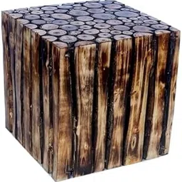 Wooden Legacy Rustic Round Wooden Stool, Natural Teak Wood Logs, Decorative Accent Table (1, Rectangular)-picture-10