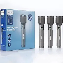 Philips 24W Torch Light Zoomable, 3000mAh Handheld Flashlight Rechargeable and Stepless Dimming, 1100 Lumens, 950M Coverage, Portable Led Flash Light for Home, Camping, Hiking, Emergency (3 Packs)-picture-14