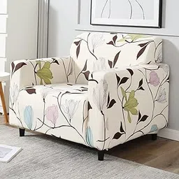 Luxton Home Universal Floral Printed Sofa Cover for Any Type of Sofa, Stretchable 3 Seater, 2 Seater and Single Seater Sofa slipcover, Washable Spandex Jacquard Fabric (Autumn, Single Seater)-picture-25