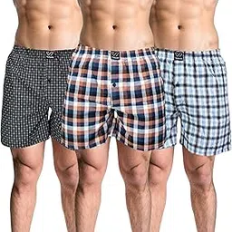 velsora Men's 100% Cotton Boxer Shorts in Regular Fit (Pack of 3)-picture-36