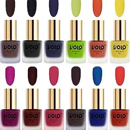 Volo Velvet Dull Matte Bold Colors Nail Polish Combo in Wholesale Rate(Chocolate Brown, Black, Russian Navy Blue, Parrot Green, Orange, Yellow, Magenta, Maroon 96 ml) Pack of 12-picture-50