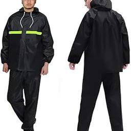 ORILEY Raincoat with Full Sleeves Standard Length Lightweight Unisex Rain Jacket Water Resistant Outdoor Travel Rainwear for Camping Trekking Hiking Men and Women (Pack of 1, Black)-picture-3