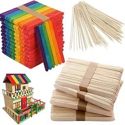 INIDHU ENTERPRISES - Wooden Popsicle Sticks | Multicoloured, Round, Pack of 200pcs | Crafting, School Projects, Waxing, Mixing-picture-24