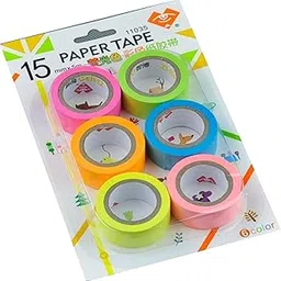 Art Ranger Set of 6 Attractive Neon Color Adhesive Paper Tapes for Decorative Purposes like Art and Craft, DIY (5m x 15mm)-picture-54