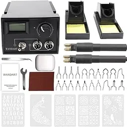 Professional Wood Burning Kit, Wandart 60W Wood Burning Tool Pyrography Kit with Dual Wood Burner 20 Woodburning Wire Nibs Tips including Ball Tips and 5PCS Stencils-picture-41