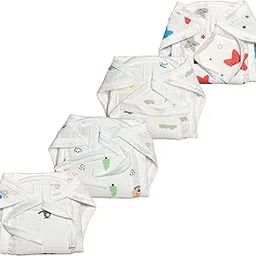 Muslin Langot | Incredibly Soft and Breathable Langot for Baby | Premium Muslin Fabric with Gentle Leg Elastics| No Chemicals | Babies up to 9 kg (Pack Of 4, New Born)-image-58