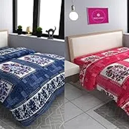 BREVARD Single Bed Woolen Fabric Floral Quilt Cover/Duvet Cover/Rajai Cover/Blanket Cover for Winters (70x90 Inches, Grey and Red, Combo of 2)-picture-12