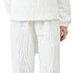 crosstrap Ladies Thermal Night Suit Cozy Fleece Winter Set(White)-picture-34