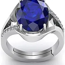 sidharth gems Blue Sapphire Adjustable Ring Silver Plated 10.00 Ratti 9.00 Carat Unheated and Untreated Neelam Natural Ceylon Gemstone for Men and Women-picture-14