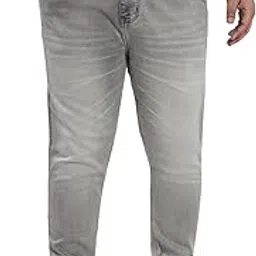 john pride Plus Size Men Regular Fit Light Fade Stretchable Elasticated Waist Grey Jogger Jeans (JPJO12489_Grey)-picture-33